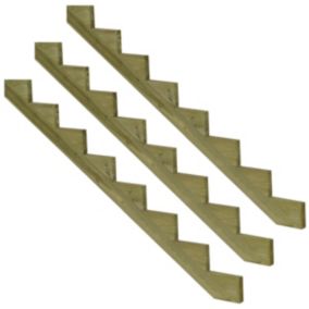 Pack 3 pièces - Limon bois autoclave - 8 marches - H136cm