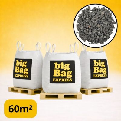 PACK 3 X BIG BAG de +/- 1,5T - 60M² Gravillon Grain de Riz Gris 2/6 mm - Livraison PREMIUM