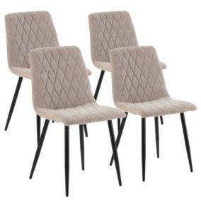 Pack 4 chaises Abril recouvertes de tissu beige