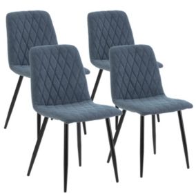 Pack 4 chaises Abril recouvertes de tissu bleu