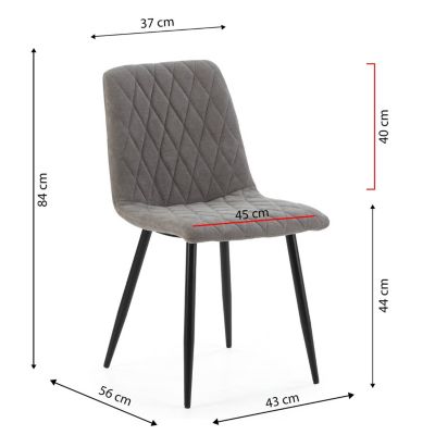 Pack 4 chaises Abril recouvertes de tissu gris