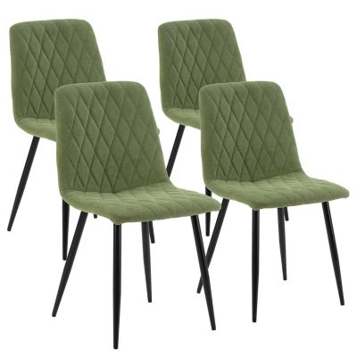 Pack 4 chaises Abril recouvertes de tissu vert