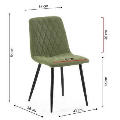 Pack 4 chaises Abril recouvertes de tissu vert