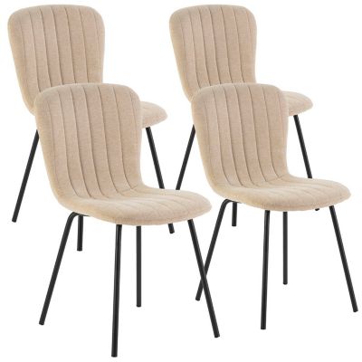 Pack 4 chaises Lucky recouvertes de tissu beige