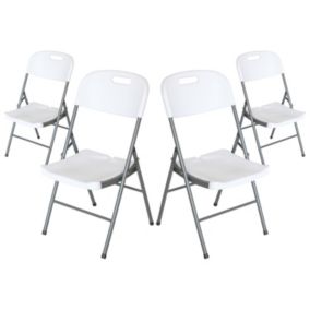 Pack 4 Chaises Pliantes avec Poignée 47x58x87cm Blanc O91