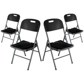 Pack 4 Chaises Pliantes avec Poignée 47x58x87cm Noir O91