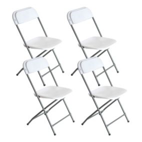 Pack 4 Chaises Pliantes Blanches 49x44,5x80,5cm 7house