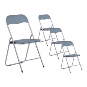 Pack 4 Chaises Pliantes Rembourrées Eleonor Gris 44x46x79cm 7house