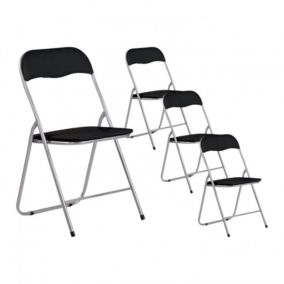 Pack 4 Chaises Pliantes Rembourrées Eleonor Noir 44x46x79cm 7house