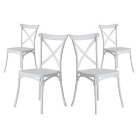 Pack 4 Chaises Restauration Empilables Caroline Blanc 45x40x87,5cm 7house