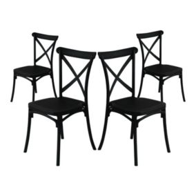 Pack 4 Chaises Restauration Empilables Caroline Noir 45x40x87,5cm 7house