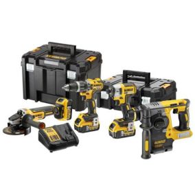 Pack 4 outils 18V XR (DCH273 + DCG405 + DCD796 + DCF887) + 3 batteries 5Ah + chargeur + coffret T-Stak - DEWALT - DCK422P3T-QW