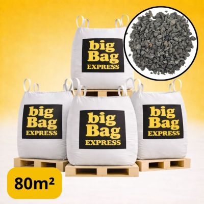 PACK 4 X BIG BAG de +/- 1,5T - 80M² Gravillon Grain de Riz Gris 2/6 mm - Livraison PREMIUM