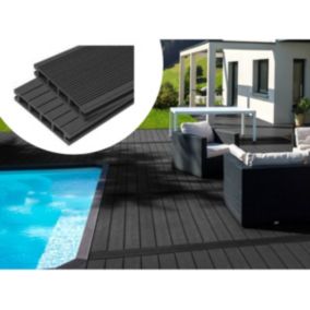 Pack 5 m²  Lames de terrasse composite alvéolaires  Gris foncé