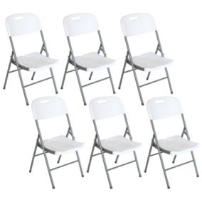 Pack 6 Chaises Pliantes avec Poignée 47x58x87cm Blanc O91