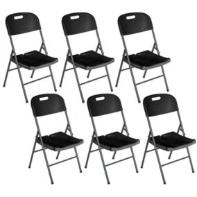 Pack 6 Chaises Pliantes avec Poignée 47x58x87cm Noir O91