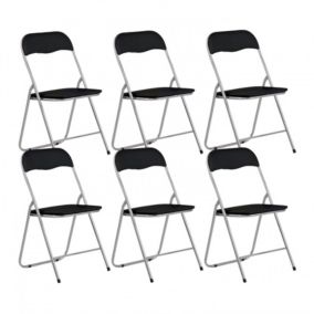 Pack 6 Chaises Pliantes Rembourrées Eleonor Noires 44x46x79cm 7house