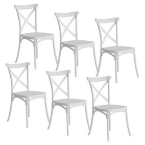 Pack 6 Chaises Restauration Empilables Caroline Blanc 45x40x87,5cm 7house