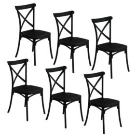 Pack 6 Chaises Restauration Empilables Caroline Noir 45x40x87,5cm 7house