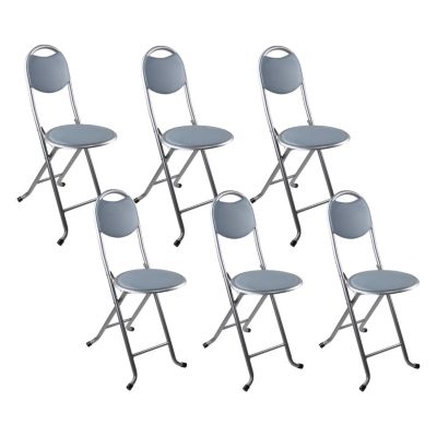 Pack 6 Tabourets Pliants avec Dossier Gris 32x36x73,5cm 7house