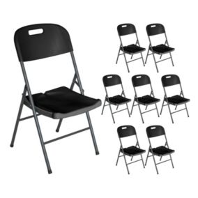 Pack 8 Chaises Pliantes avec Poignée 47x58x87cm Noir O91