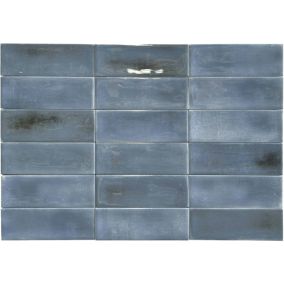 PACK 9,9 M2. Carrelage Mural Mini Metro 5x15cm Premium. Beret Night Blue Brillant