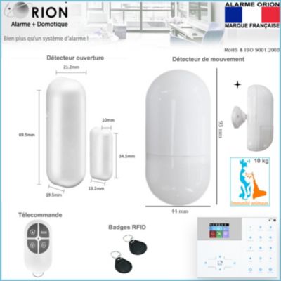 Pack alarme ORION sans fil connectée IP + GSM 4G avec sirène solaire - pour maison 5 à 7 piéces.