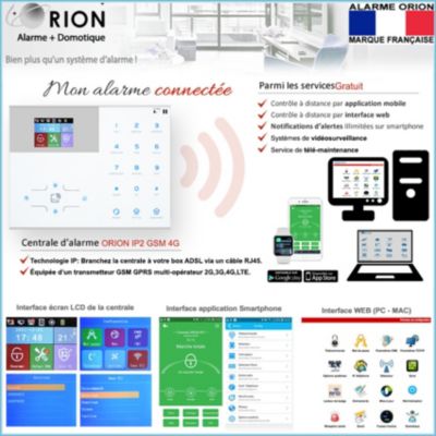 Pack alarme ORION sans fil connectée IP + GSM 4G avec sirène solaire - pour maison 5 à 7 piéces.