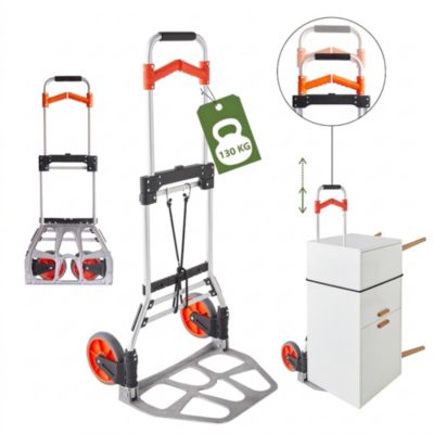 Pack and Move - Diable pliable en aluminium - 35 x 48 x 119 cm - 130 KG max - Pour déménagement et transport