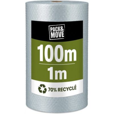 Pack And Move - Film À Bulle Recyclé - 1 X 100 M - Déménagement, Expédition Et Protection - Papier Bulle De Qualité - 70% recyclé
