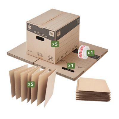 Pack and Move - Kit déménagement pour assiettes + marqueur noir et 1 adhésif offert