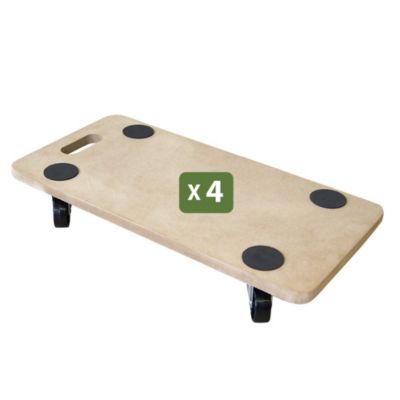 Pack and Move - Lot 4 chariots de transport pour déménagement - 150 KG max - 60 x 30 x 10 cm - Support roulette - Métal et MDF