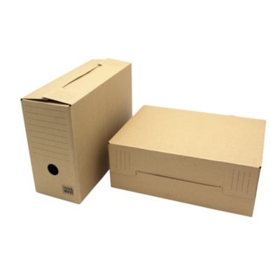 Pack and Move - Lot de 4 boîtes d'archives en carton ondulé robuste - 33,5 x 12 x 24 cm - Organisation pratique