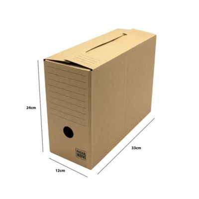 Pack and Move - Lot de 4 boîtes d'archives en carton ondulé robuste - 33,5 x 12 x 24 cm - Organisation pratique
