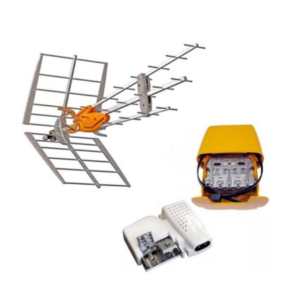 Pack Antenne Rateau TNT DAT HD BOSS UHF Gain 42dB + Alimentation 24V + Amplificateur Easy F - Televes 149921 TELEVES