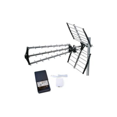 Pack  Antenne TNT Trinappe Prémontée Gain 18 dB + JOHANSSON Kit Préampli de Mât HDSAT