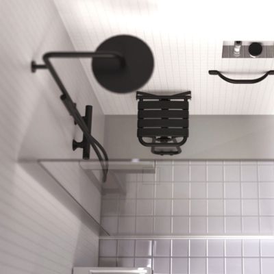 Pack avec siège de douche PMR PELLET escamotable noir mat + 2 barres d'appui 42,5 cm