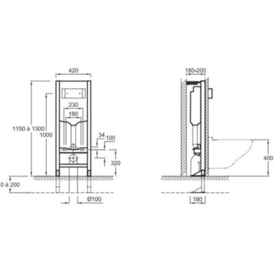 Pack bâti support WC autoportant JACOB DELAFON 3/6L + plaque