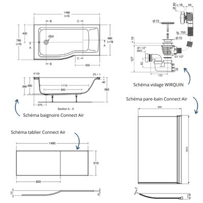 Pack baignoire bain douche 150 x 80 cm gauche IDEAL STANDARD Connect — free download