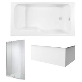 Pack baignoire bain douche 160 x 85 JACOB DELAFON Malice version droite + tablier en angle + pare bain