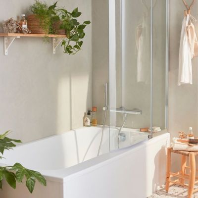Pack baignoire bain douche 160 x 85 JACOB DELAFON Malice version droite + tablier en niche + pare bain