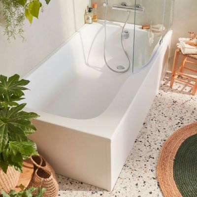 Pack baignoire bain douche 160 x 85 JACOB DELAFON Malice version droite + tablier en niche + pare bain