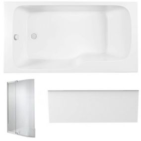 Pack baignoire bain douche 160 x 85 JACOB DELAFON Malice version gauche + tablier en niche + pare bain