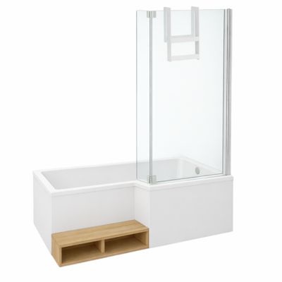 Pack baignoire bain douche 160 x 90  JACOB DELAFON Neo version droite + pare bain chromé + tablier en angle