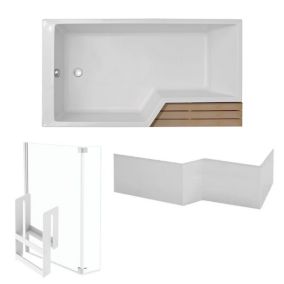 Pack baignoire bain douche 160 x 90  JACOB DELAFON Neo version gauche + tablier + pare bain chromé