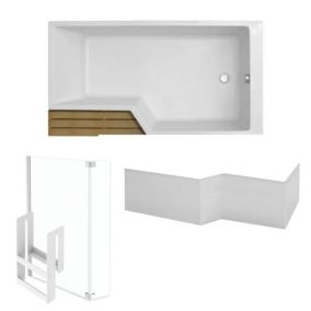 Pack baignoire bain douche 180 x 90  JACOB DELAFON Neo version droite + tablier + pare bain chromé