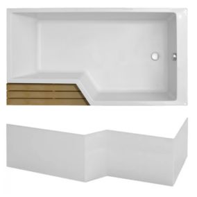 Pack baignoire bain douche antidérapante 150 x 80 JACOB DELAFON Neo version droite blanc mat + tablier