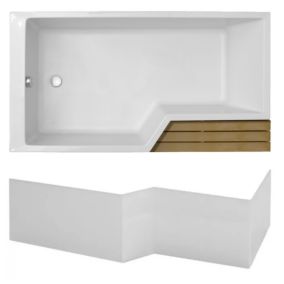 Pack baignoire bain douche antidérapante 160 x 90 JACOB DELAFON Neo blanc mat version gauche + tablier