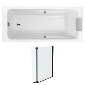 Pack baignoire droite 180 X 80 JACOB DELAFON Odéon Up + pare bain 2 volets noir mat