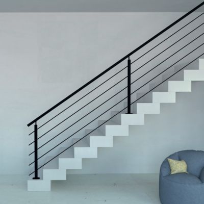 Pack balustrade Barranco FORTIA horizontale à plat aluminium noir